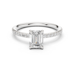 Gold Jewelry L36-15, Emerald center stone, White Gold