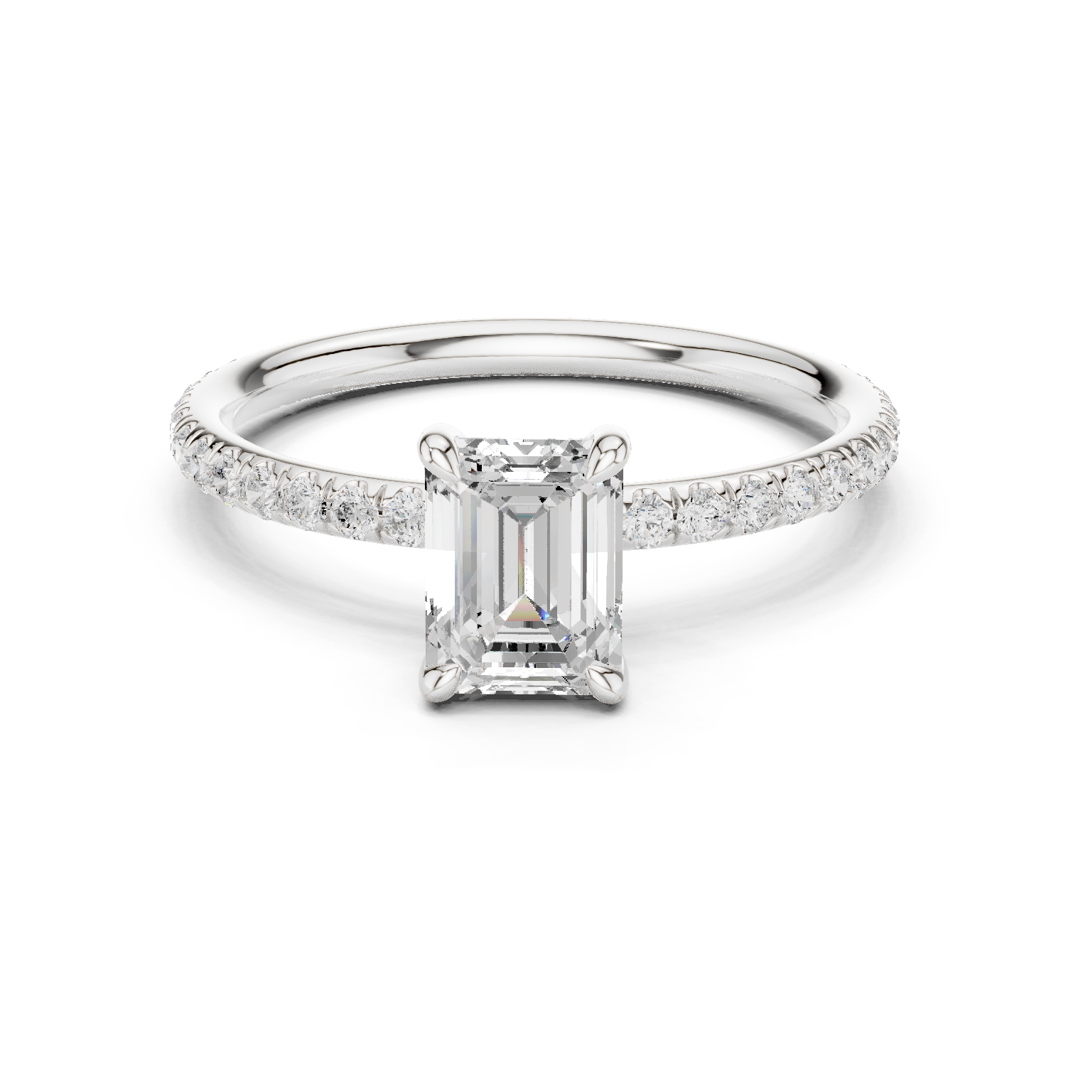 Gold Jewelry L36-15, Emerald center stone, White Gold