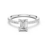 Gold Jewelry L36-15, Emerald center stone, White Gold