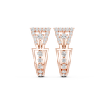 14K Solid Gold Lab Diamond Cluster Earrings, Rose Gold