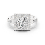 Gold Ring DDLR-342, Princess center stone, White Gold