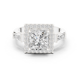 Gold Ring DDLR-342, Princess center stone, White Gold