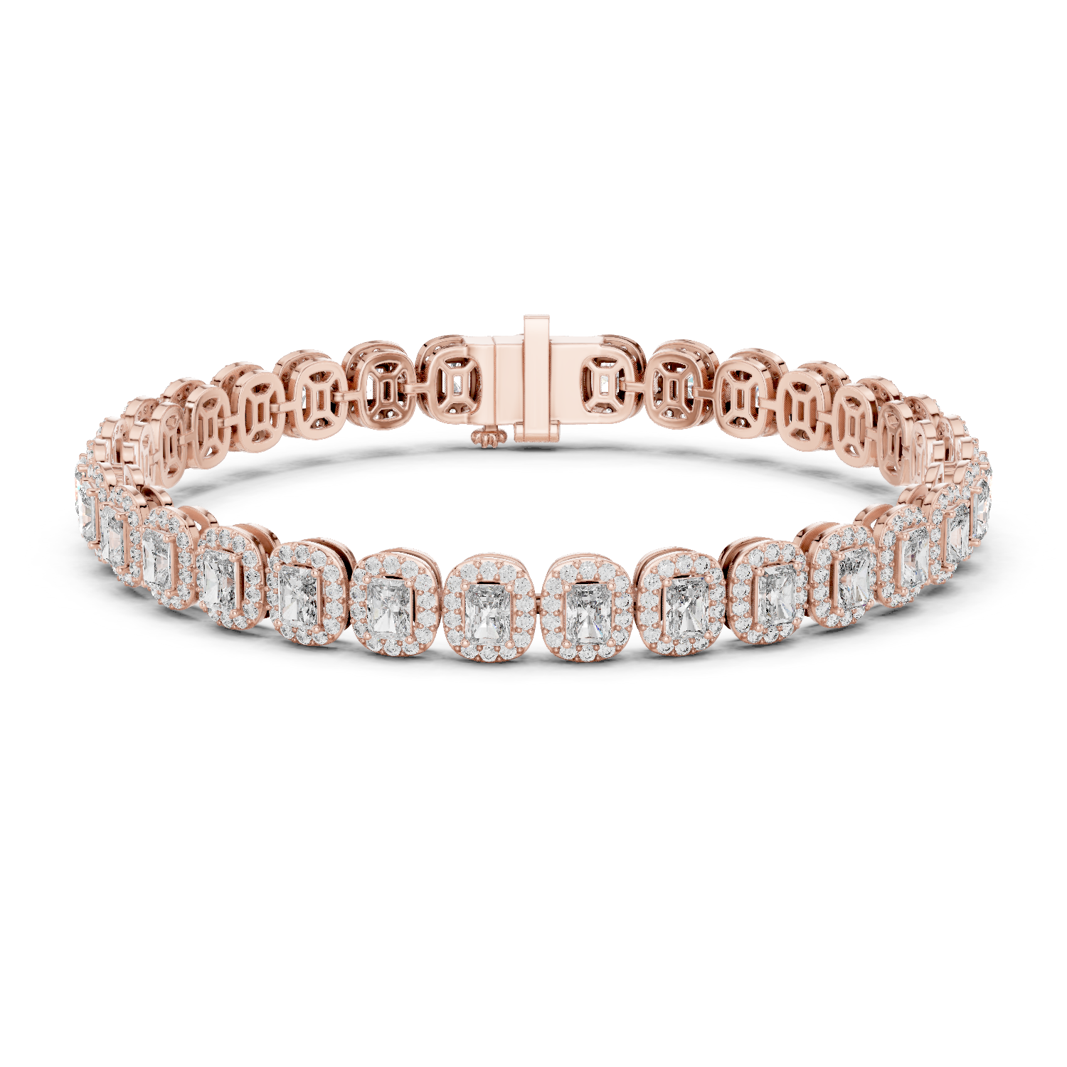 14K Solid Gold Lab Diamond Bracelet, Rose Gold