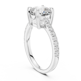 Gold Ring DDLR-039, Cushion center stone, White Gold, view 1