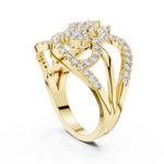 14K Solid Gold Lab Diamond Cluster Ring, Yellow Gold, view 1