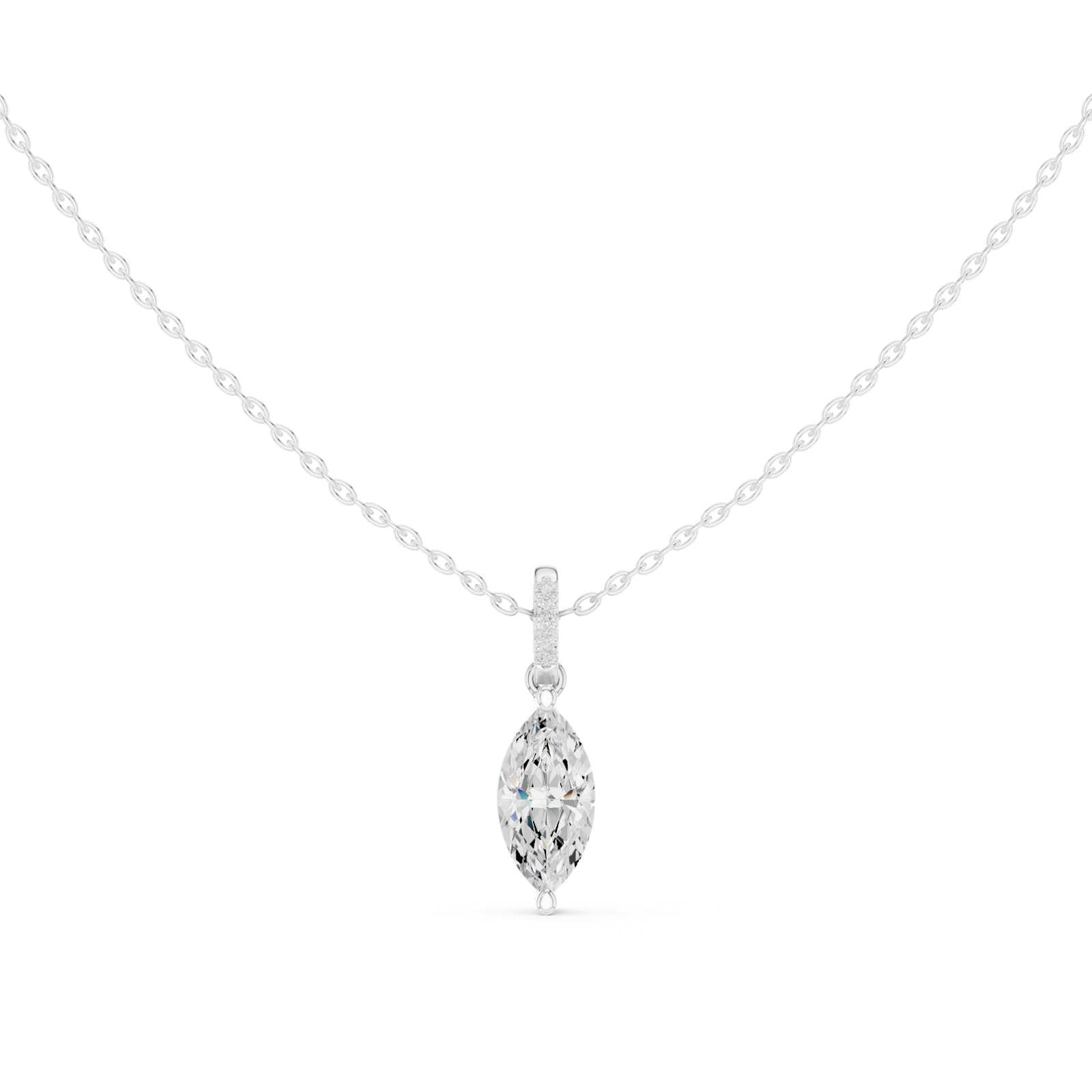 Gold Jewelry DDPO-009, Marquise center stone, White Gold, view 4