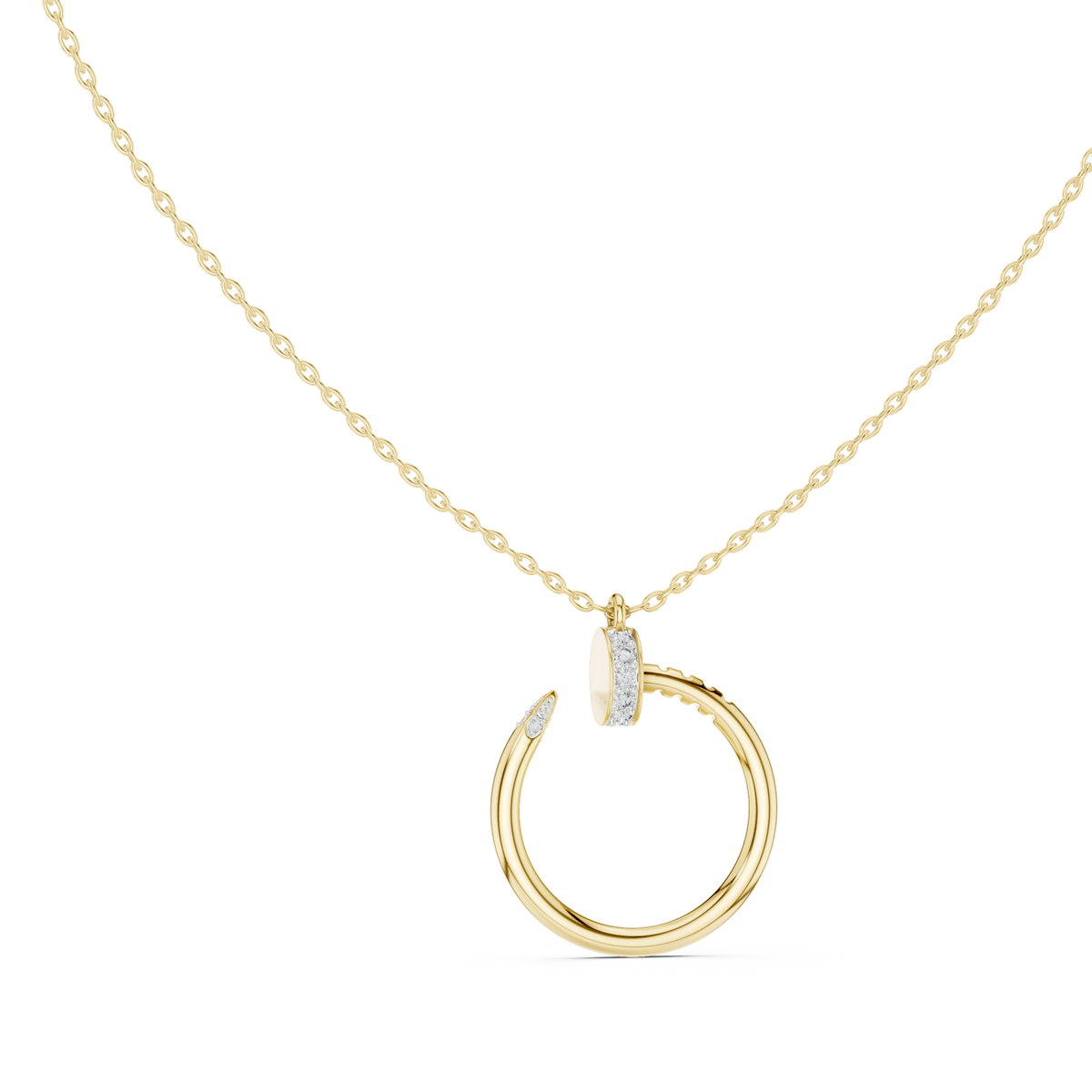 14K Solid Gold Lab Diamond Pendant Necklace, Yellow Gold, view 1