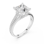Gold Ring DDLR-252, Princess center stone, White Gold, view 2