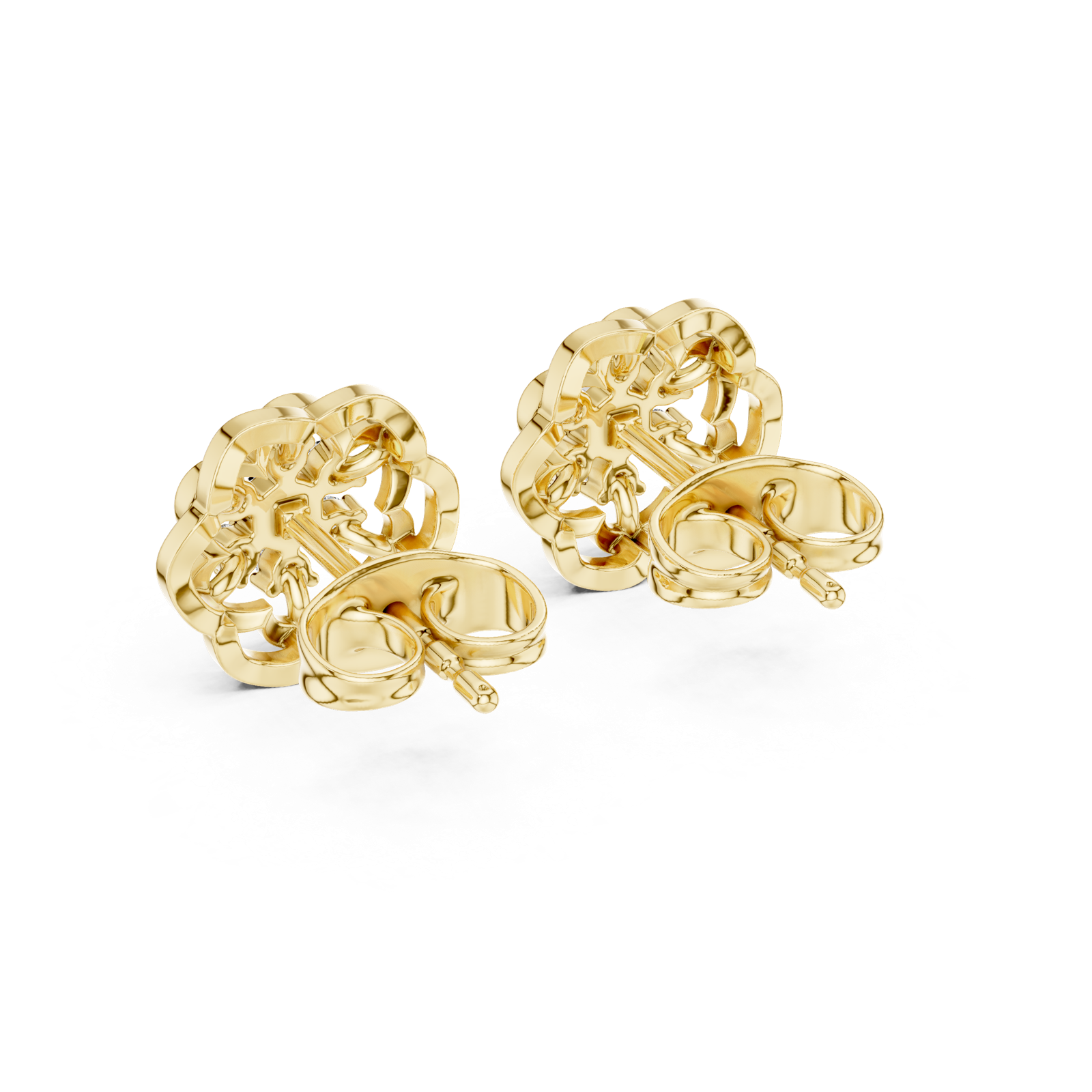 Gold Earrings 9-10073E, Yellow Gold, view 3