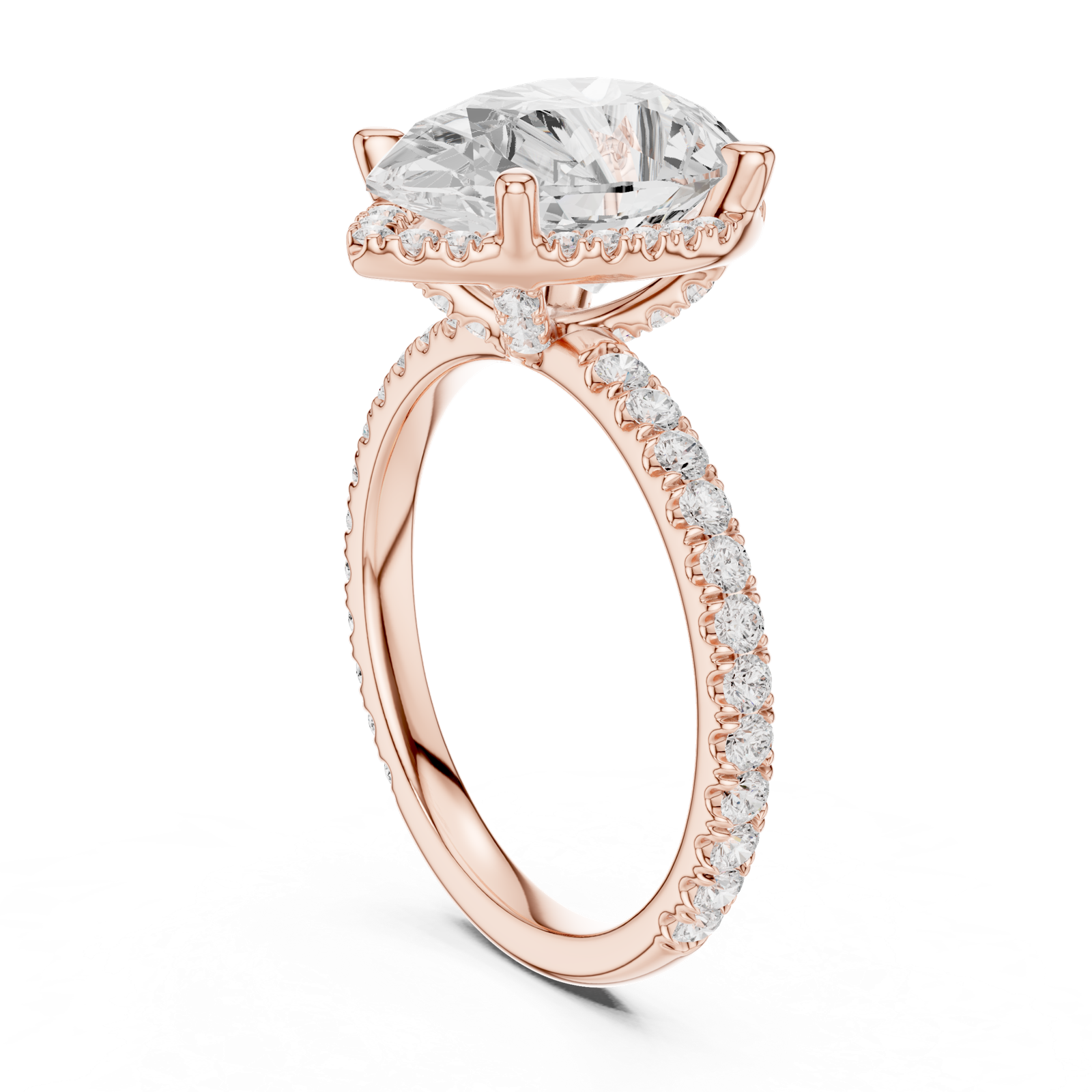 Gold Ring DDLR-172, Pear center stone, Rose Gold, view 1