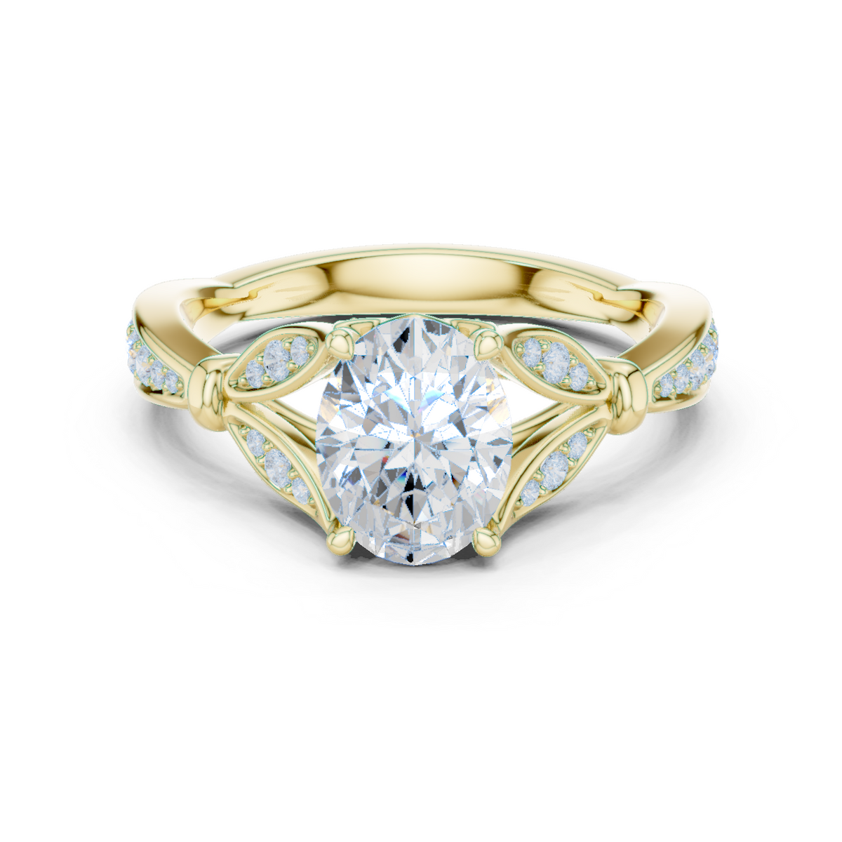 14K Solid Gold Lab Diamond Solitaire Ring, Yellow Gold