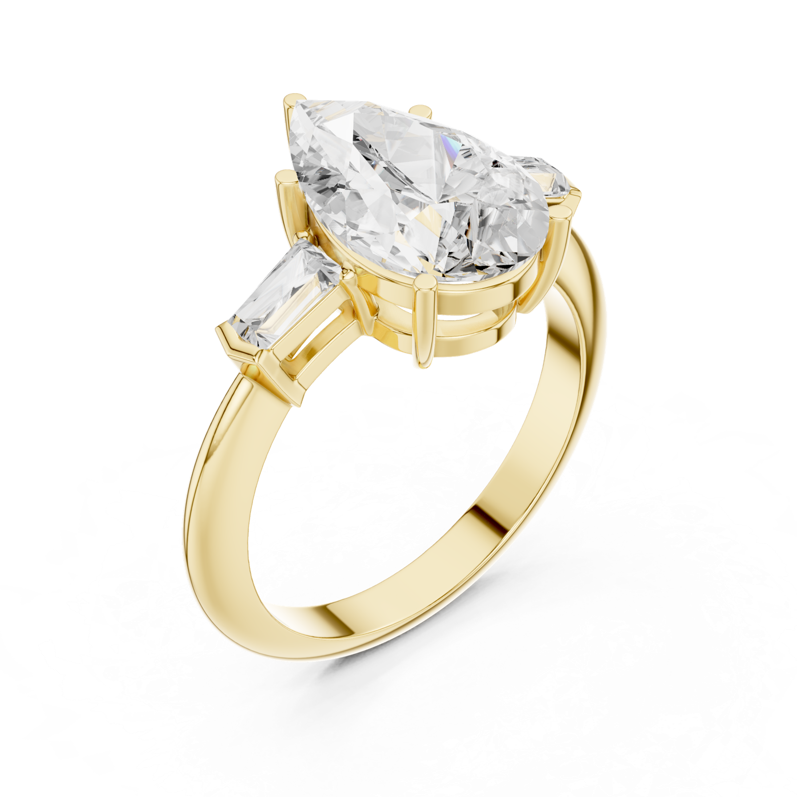 Gold Jewelry L35-67, Pear center stone, Yellow Gold, view 2
