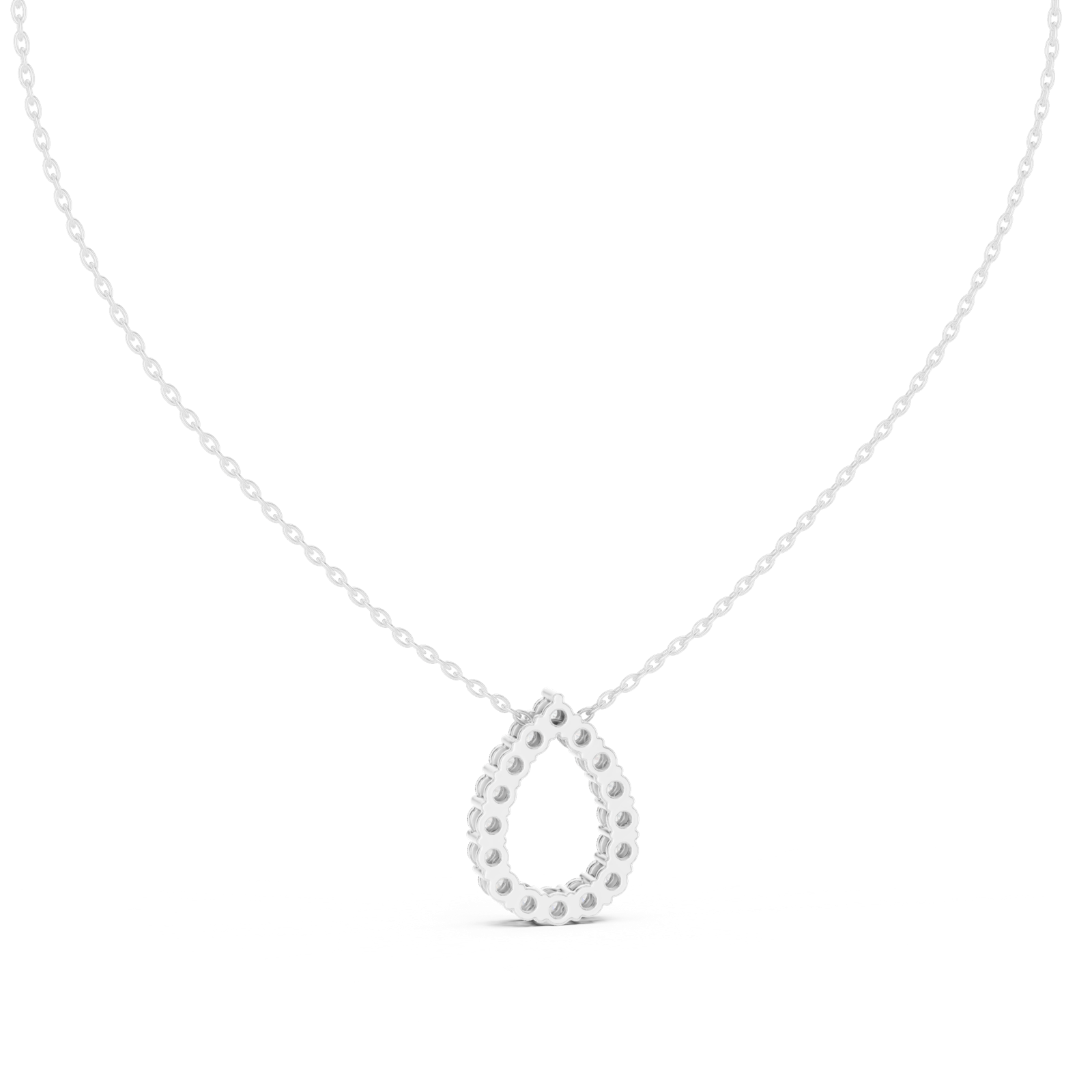 14K Solid Gold Lab Diamond Pendant Necklace, White Gold, view 4