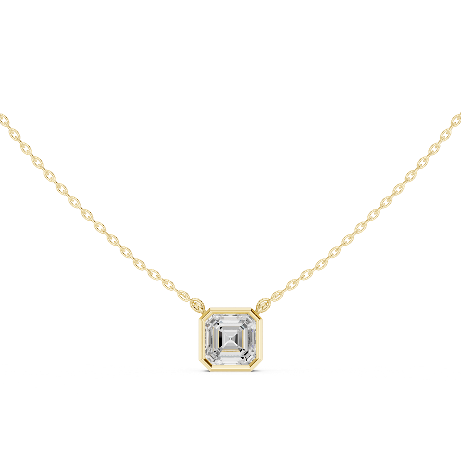 Gold Jewelry, Asscher center stone, Yellow Gold, view 4