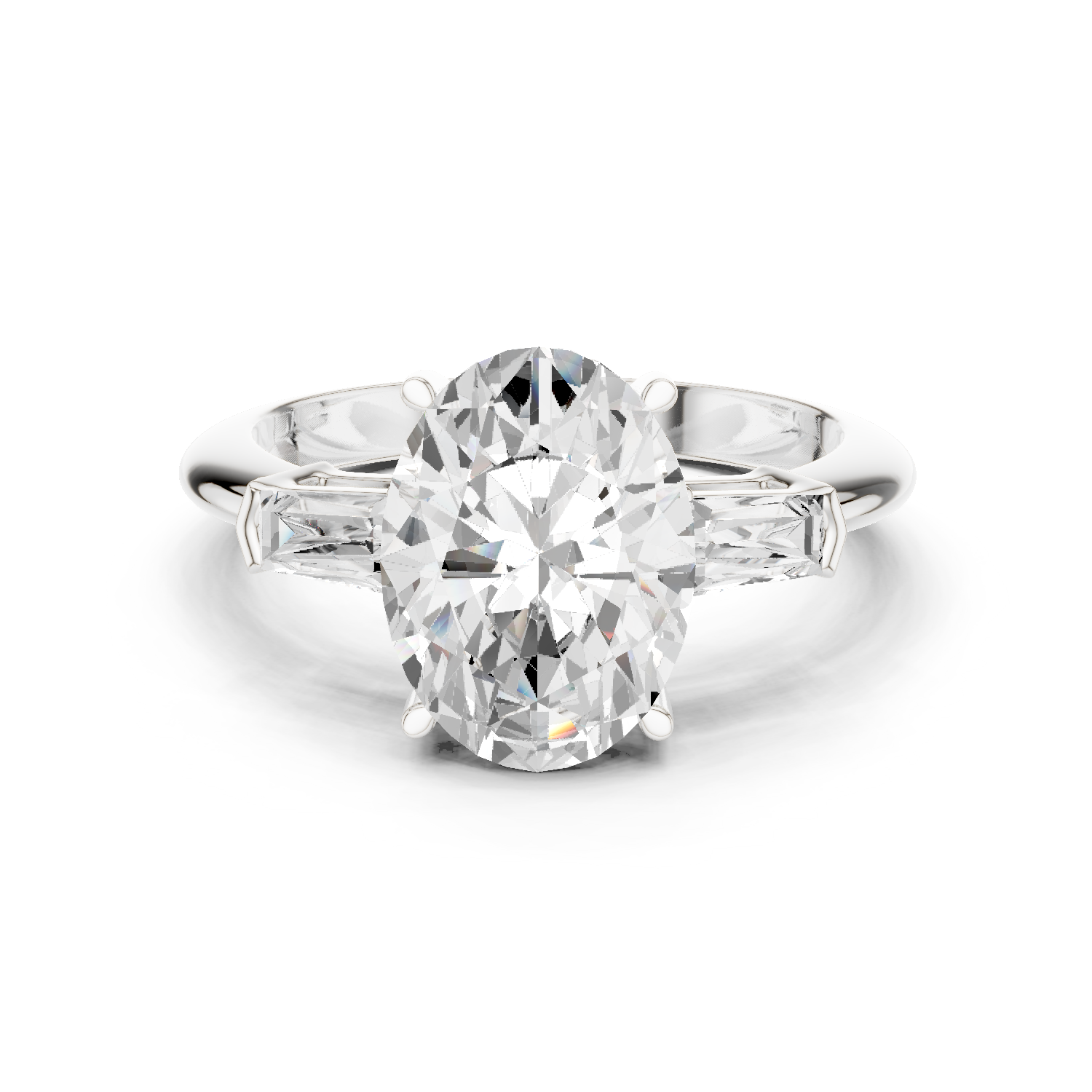 Gold Jewelry L35-67, Oval center stone, White Gold