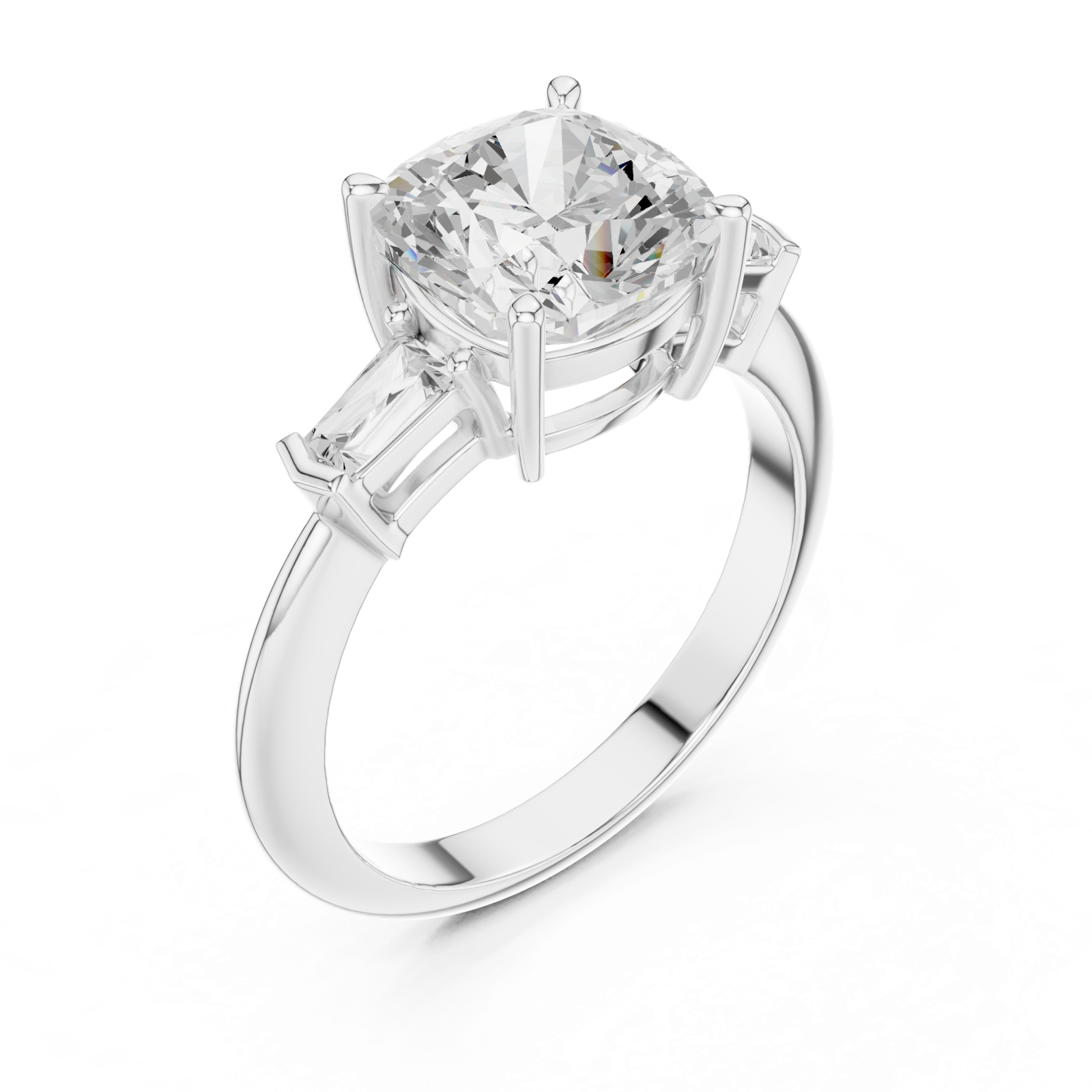 Gold Jewelry, Cushion center stone, White Gold, view 2