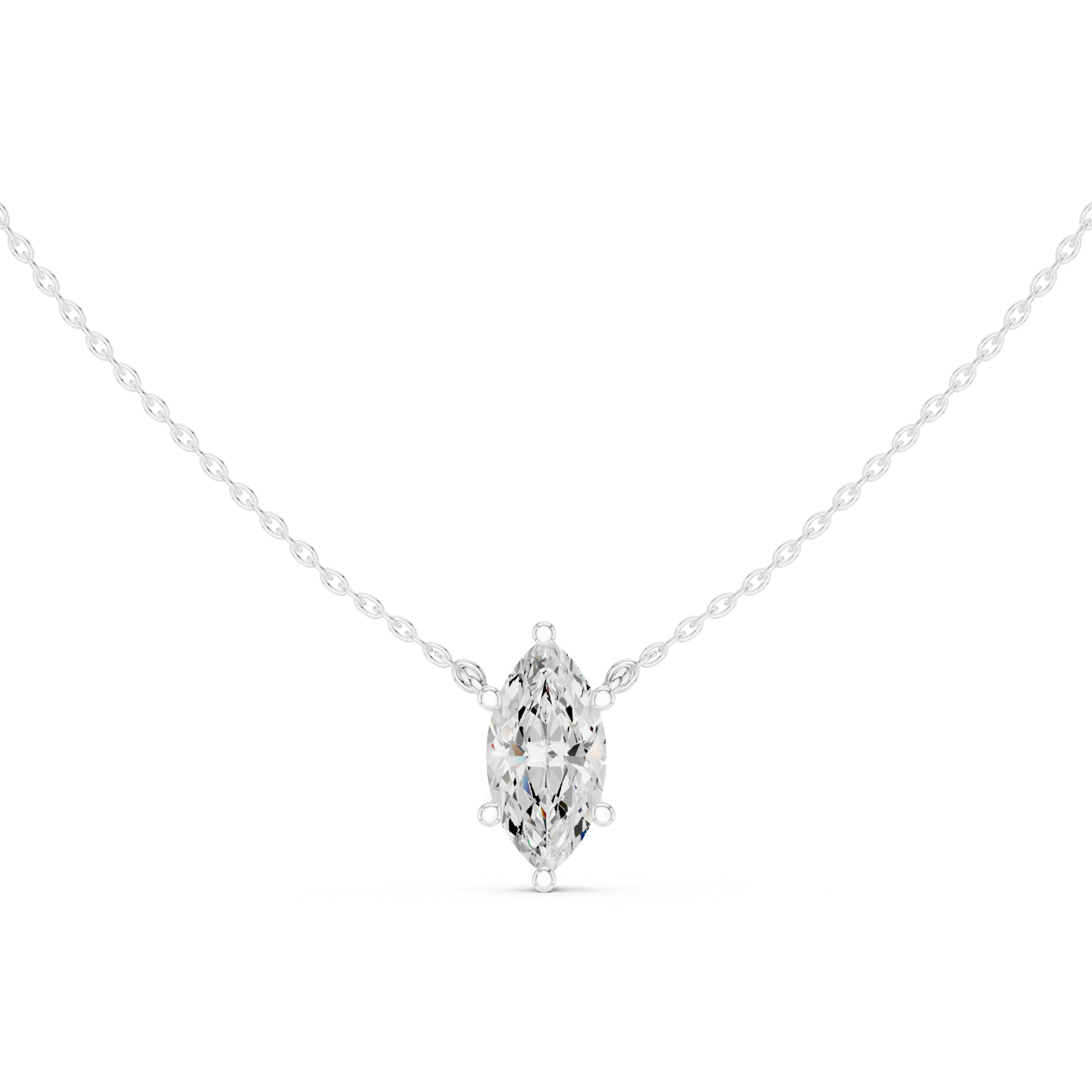 Gold Jewelry DDPO-001, Marquise center stone, White Gold, view 4