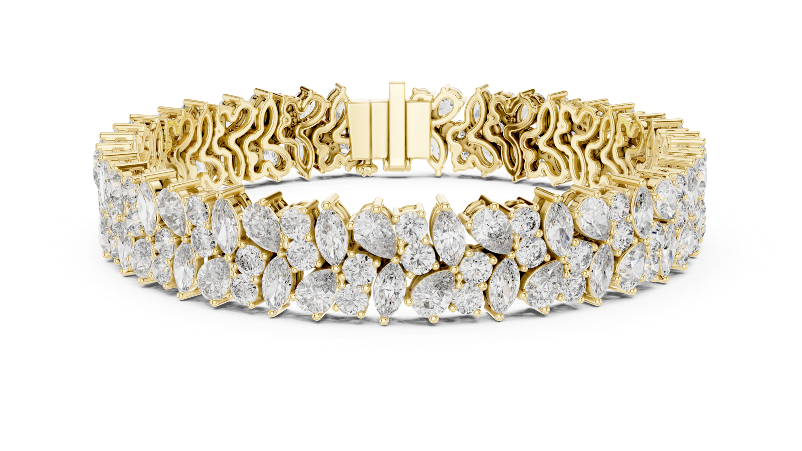 14K Solid Gold Lab Diamond Bracelet, Yellow Gold, view 4
