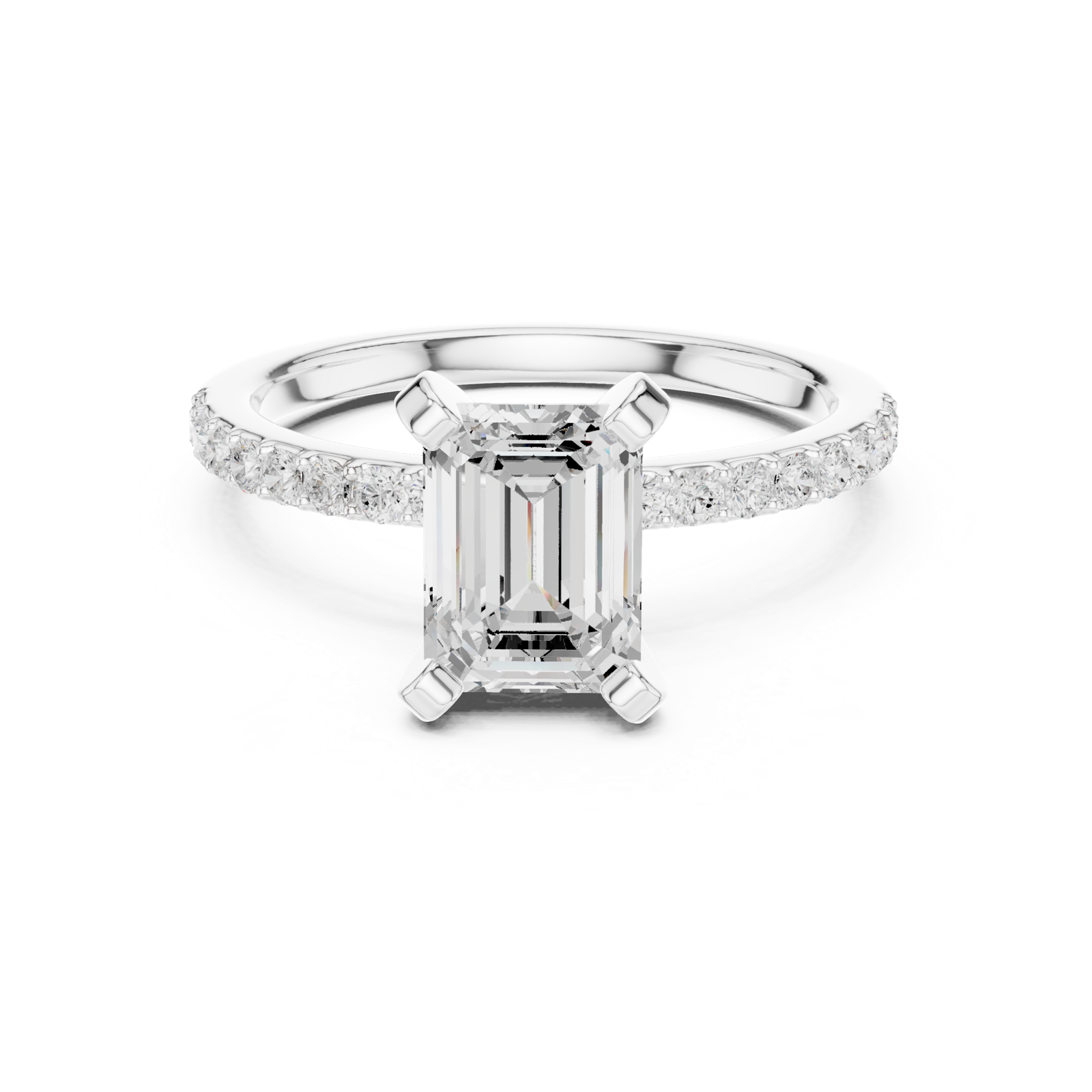 Gold Ring DDLR-040, Emerald center stone, White Gold, view 4