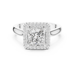 Gold Ring DDLR-338, Princess center stone, White Gold, view 4