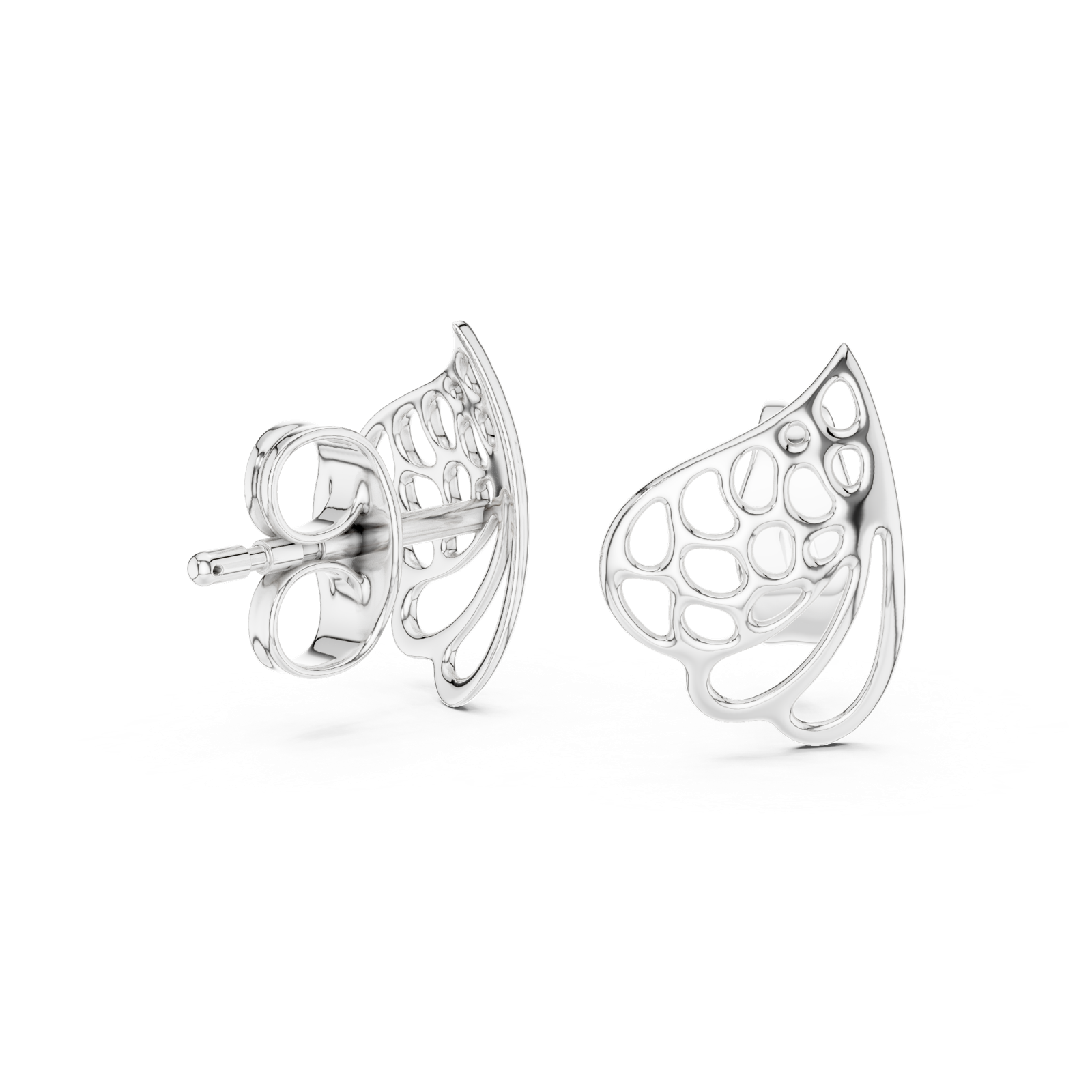 Gold Earrings 12-10001@E, White Gold, view 1