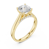 Gold Jewelry, Cushion center stone, Yellow Gold, view 2