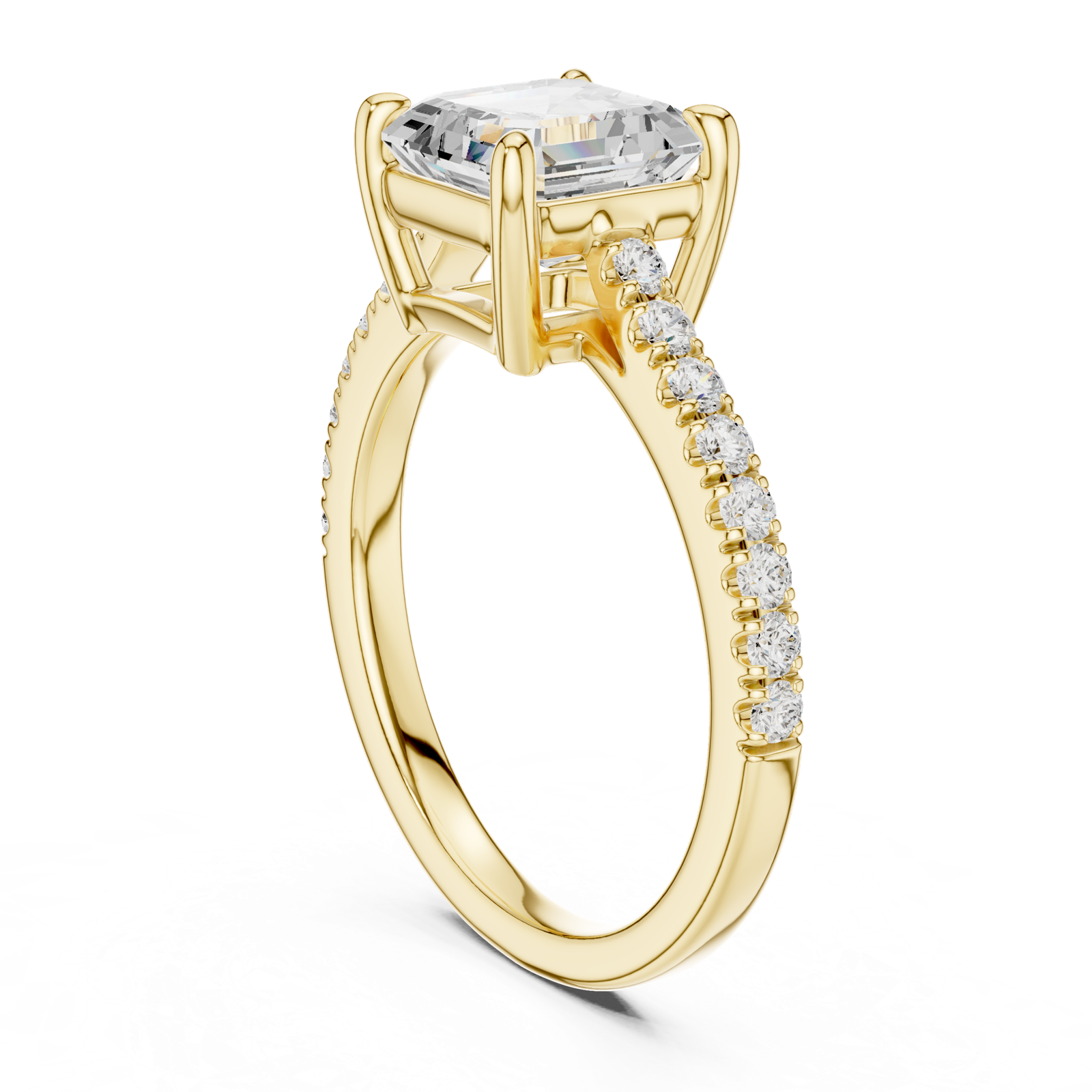 Gold Ring DDLR-039, Asscher center stone, Yellow Gold, view 1