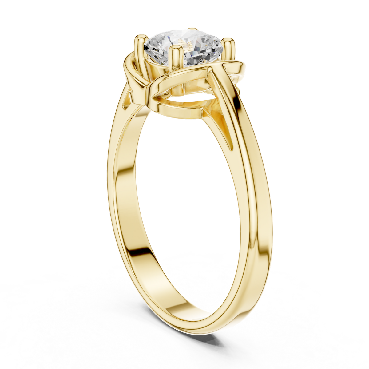 14K Solid Gold Lab Diamond Solitaire Ring, Yellow Gold, view 1