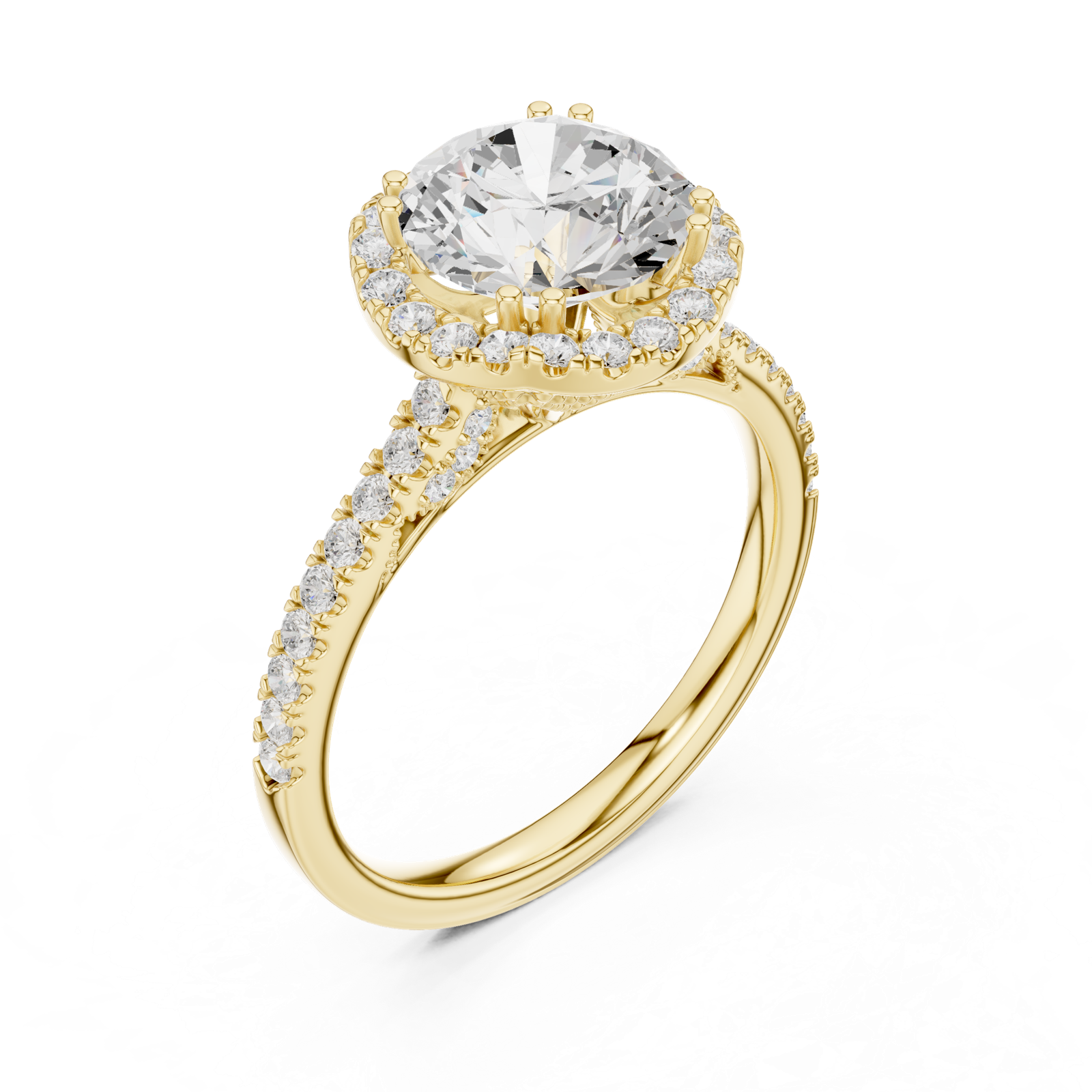 Gold Ring DDLR-255, Round center stone, Yellow Gold, view 2