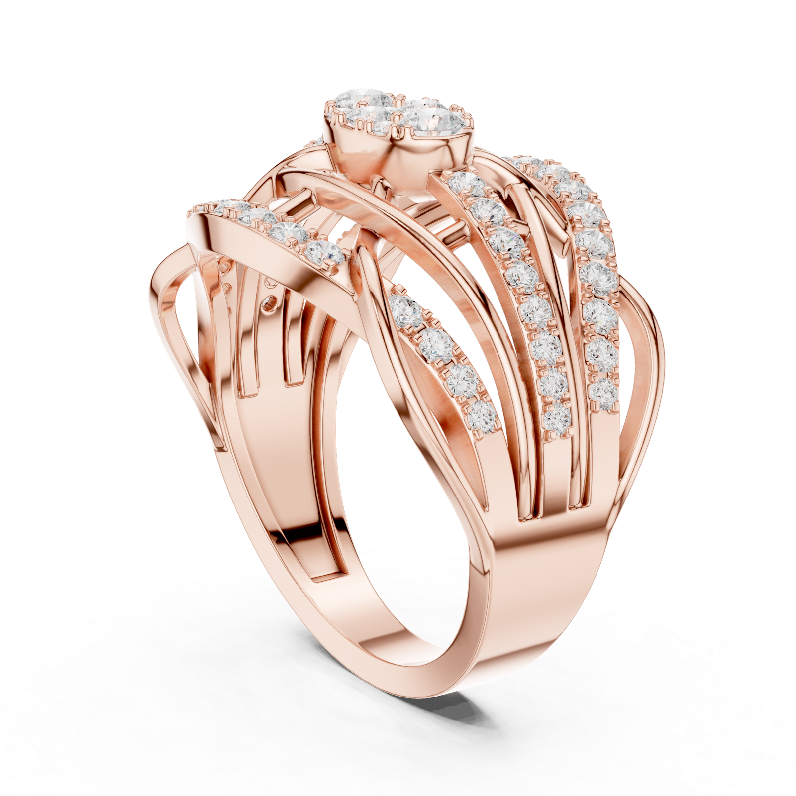 Gold Ring DDLR-769, Rose Gold, view 1