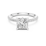 Gold Ring DDLR-256, Princess center stone, White Gold, view 4