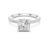 Gold Ring DDLR-256, Princess center stone, White Gold, view 4