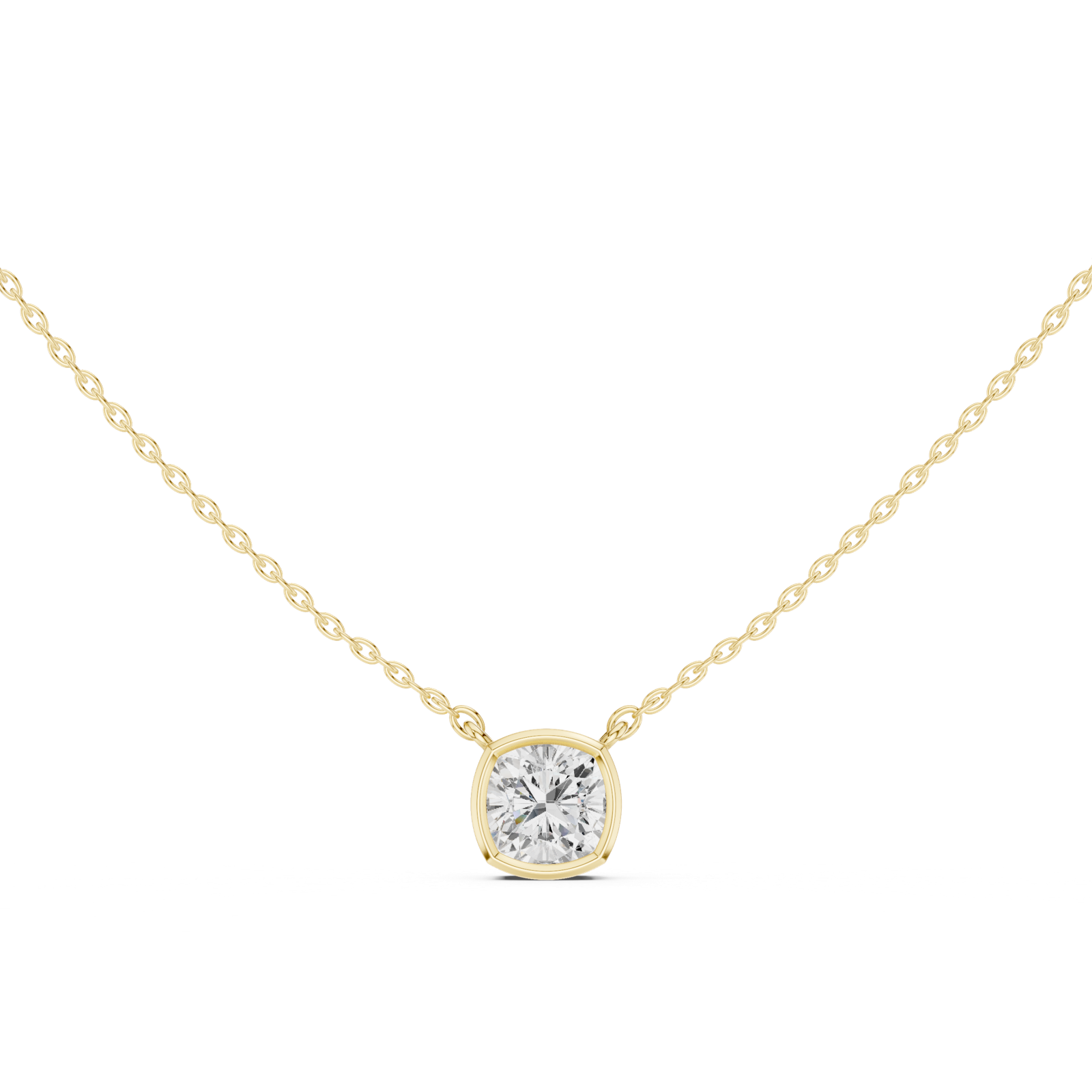 Gold Jewelry, Cushion center stone, Yellow Gold, view 4