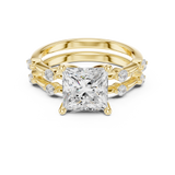 Gold Ring DDLR-441, Princess center stone, Yellow Gold, view 4