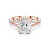 Gold Ring DDLR-252, Pear center stone, Rose Gold, view 4
