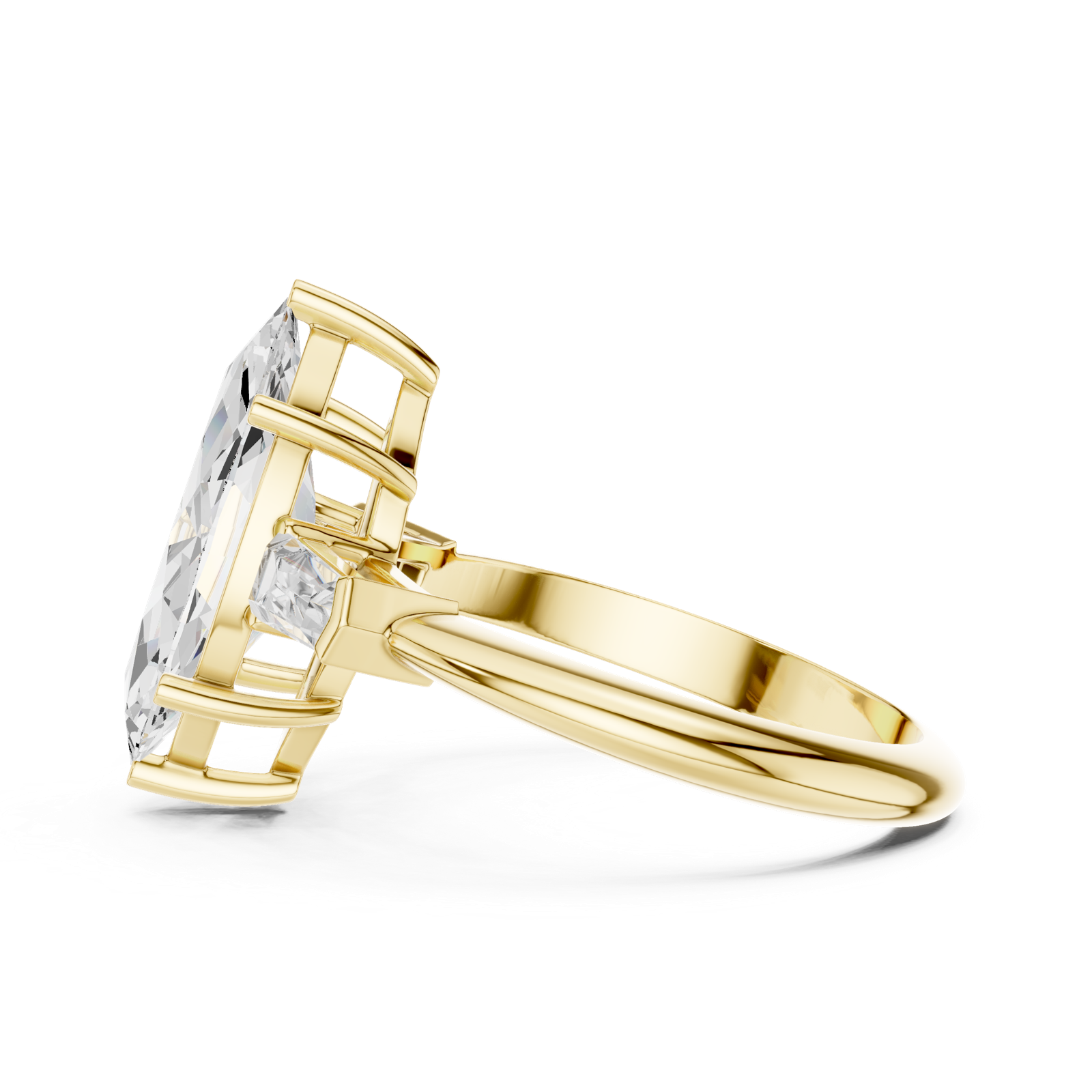 Gold Jewelry L35-67, Marquise center stone, Yellow Gold, view 3