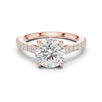 Gold Ring DDLR-039, Round center stone, Rose Gold
