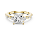 Gold Ring DDLR-037, Princess center stone, Yellow Gold, view 4