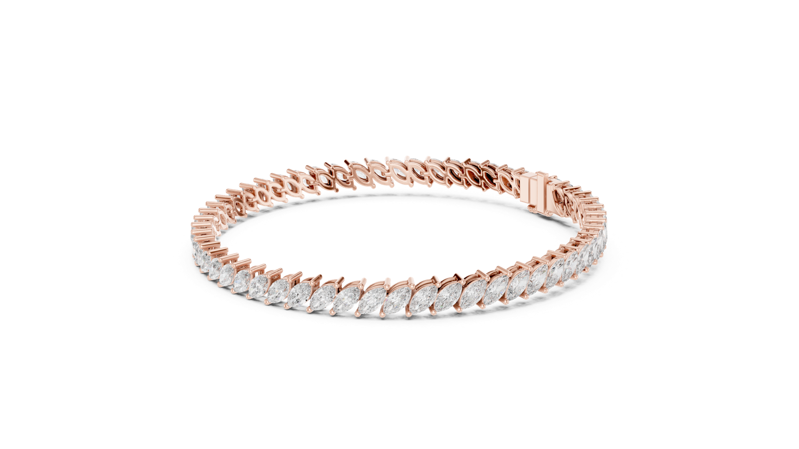 14K Solid Gold Lab Diamond Bracelet, Rose Gold, view 1