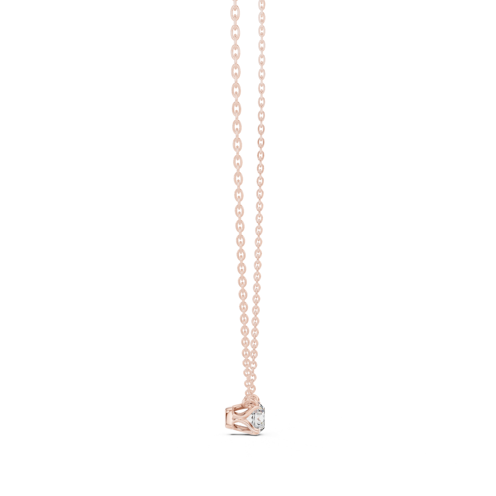 14K Solid Gold Lab Diamond Solitaire Pendant Necklace, Rose Gold, view 3