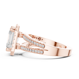Gold Ring DDLR-350, Radiant center stone, Rose Gold, view 3