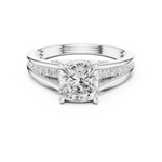 Gold Ring, Cushion center stone, White Gold, view 4