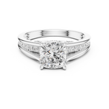 Gold Ring, Cushion center stone, White Gold, view 4