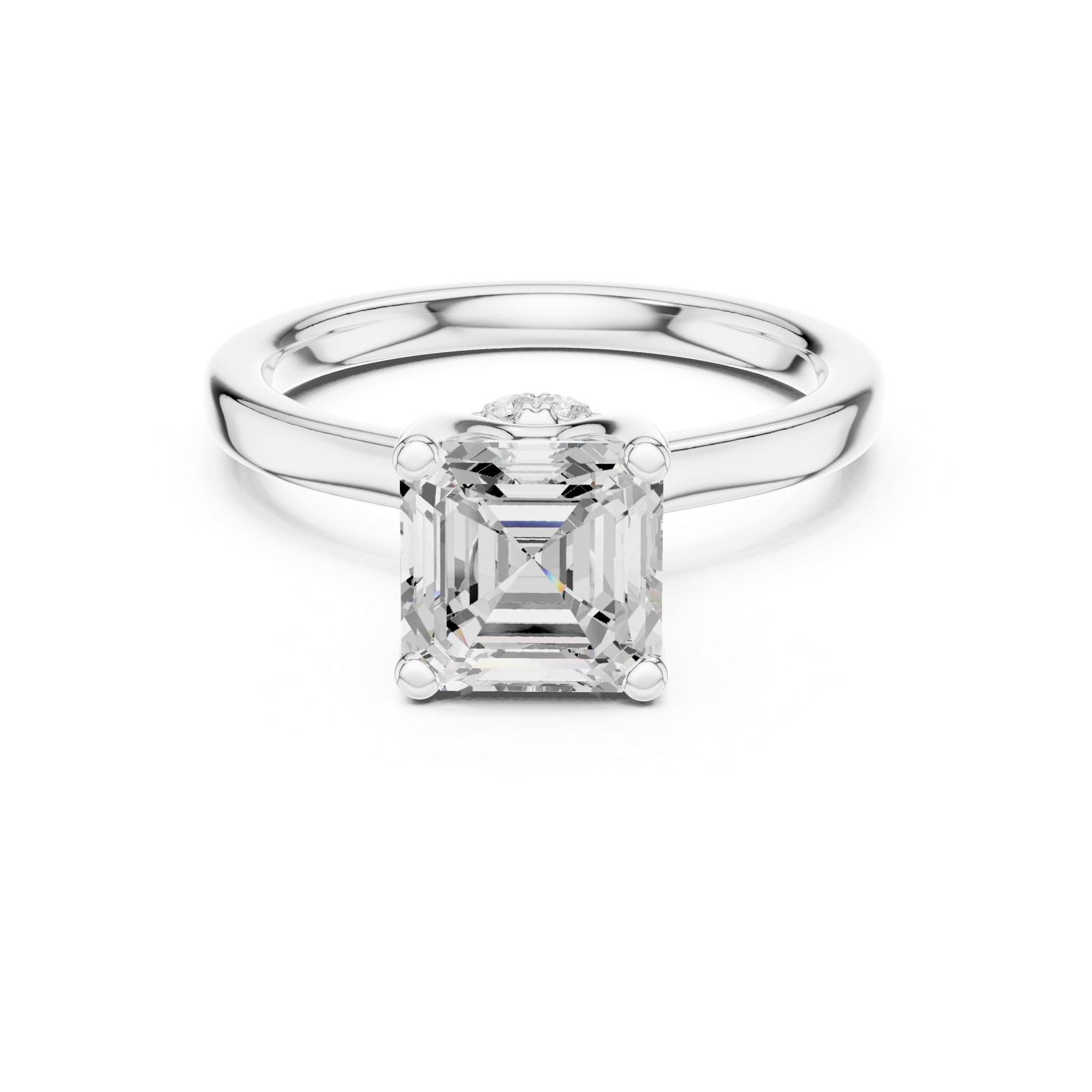 Gold Ring DDLR-176, Asscher center stone, White Gold, view 4