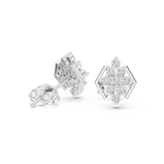 14K Solid Gold Lab Diamond Cluster Earrings, White Gold, view 1