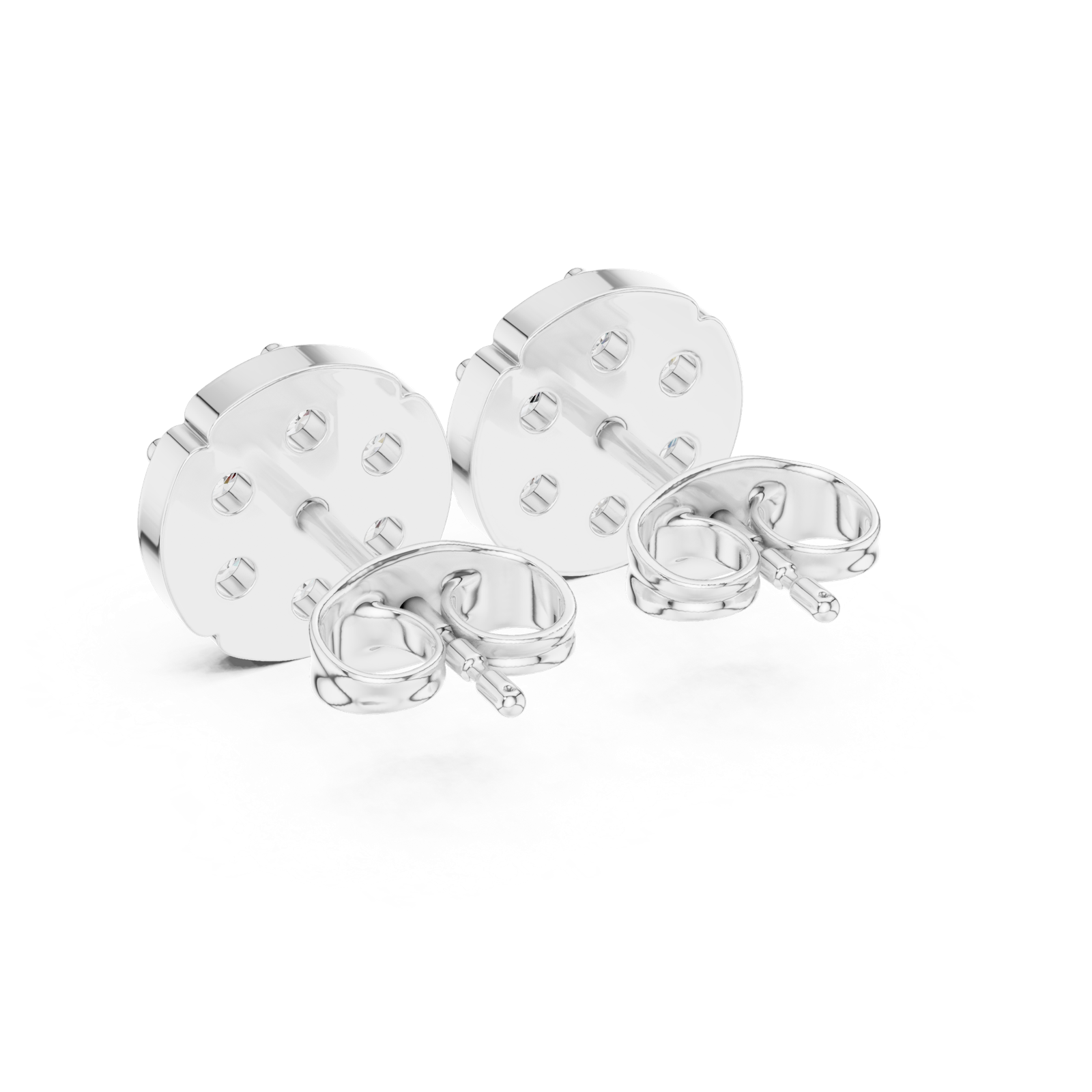 Gold Earrings 9-10032E, White Gold, view 3