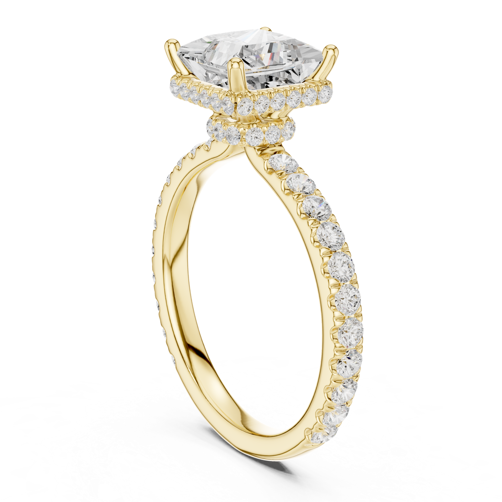 Gold Ring DDLR-165, Princess center stone, Yellow Gold, view 1