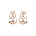 14K Solid Gold Lab Diamond Cluster Earrings, Rose Gold