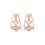 14K Solid Gold Lab Diamond Cluster Earrings, Rose Gold
