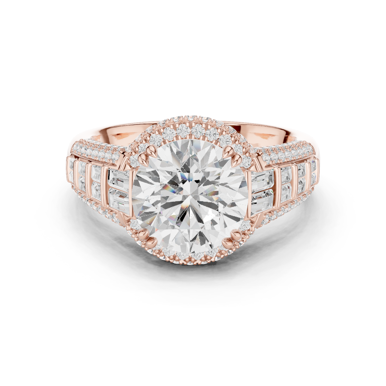Gold Ring, Round center stone, Rose Gold